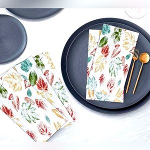 NEW Set of 6 Fall Leaves Cloth Napkins, 18 X 18